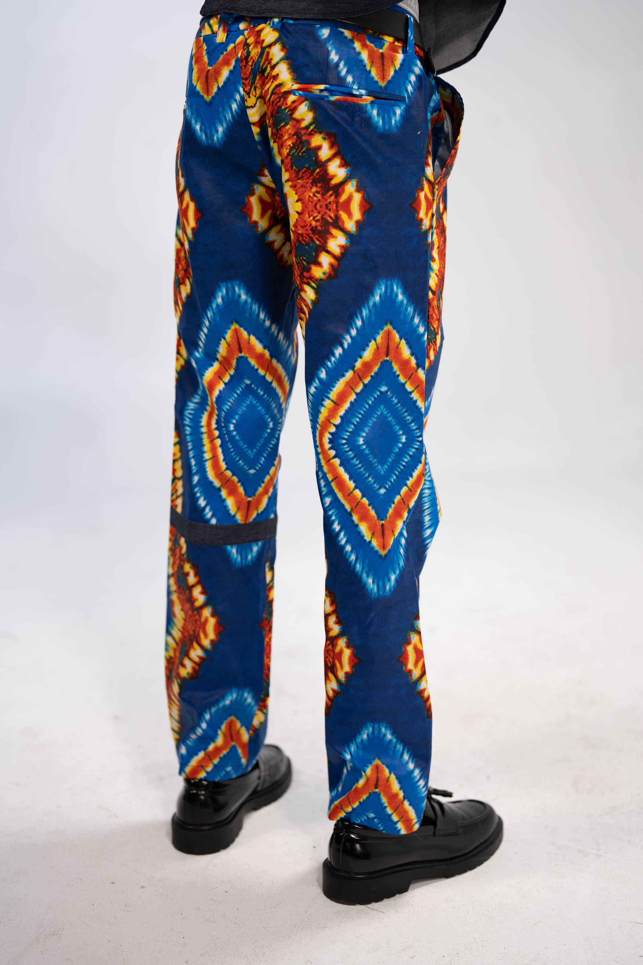 Chidi Men's African Print Trousers (Blue Navy Tribal)
