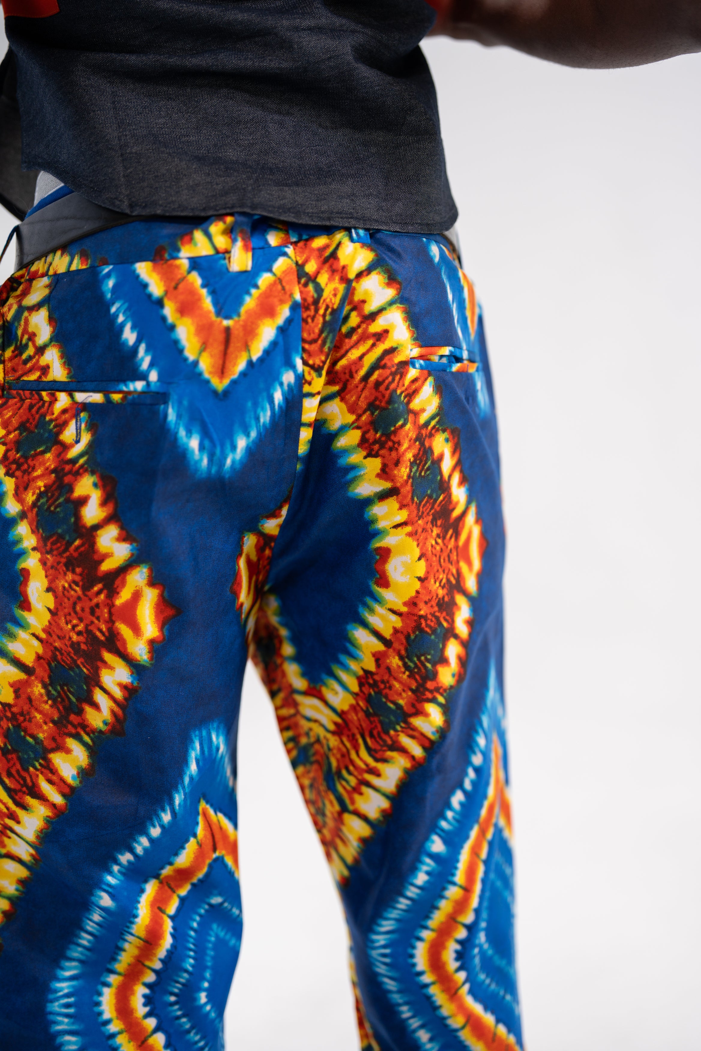 Chidi Men's African Print Trousers (Blue Navy Tribal)