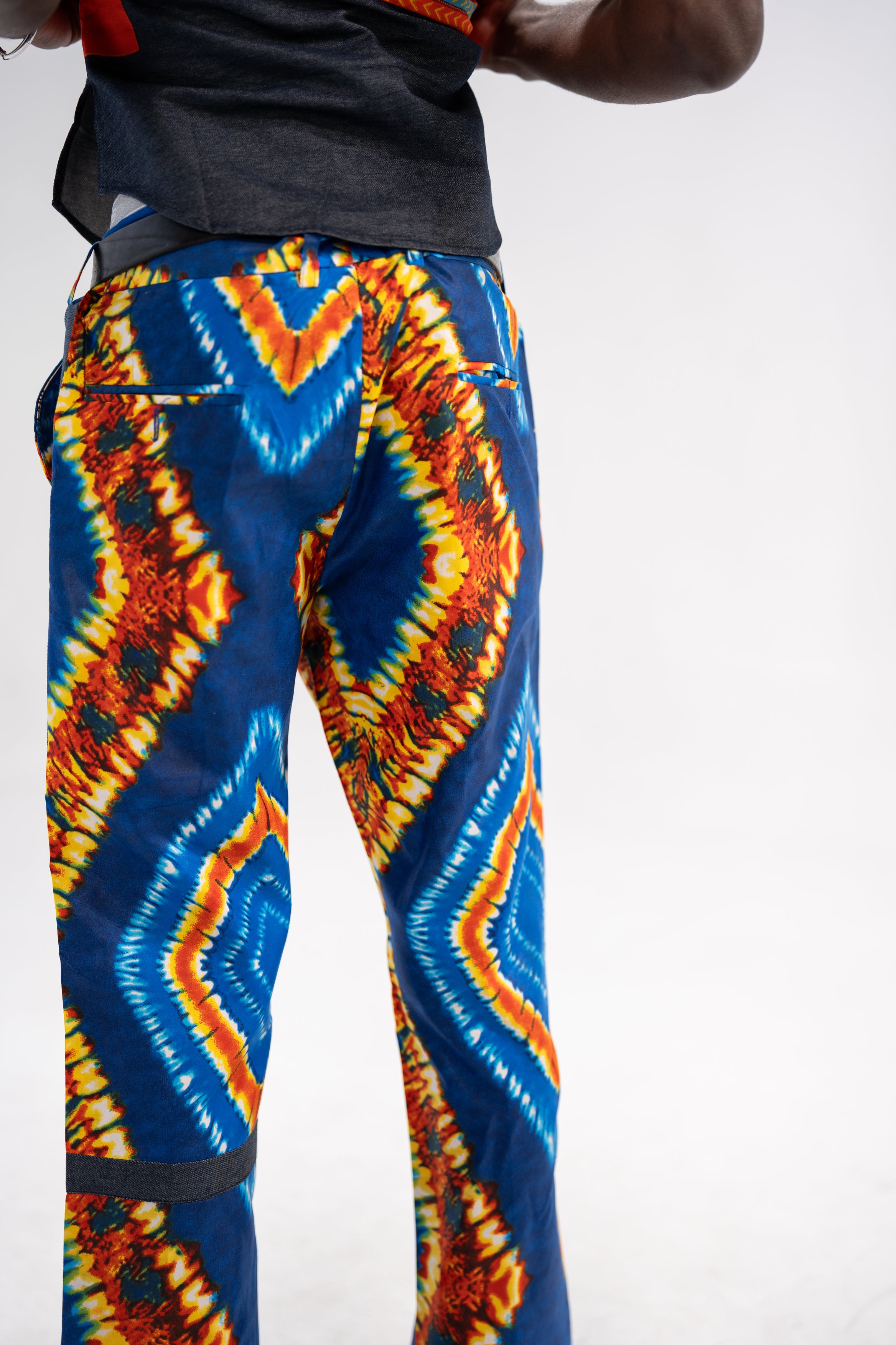 Chidi Men's African Print Trousers (Blue Navy Tribal)