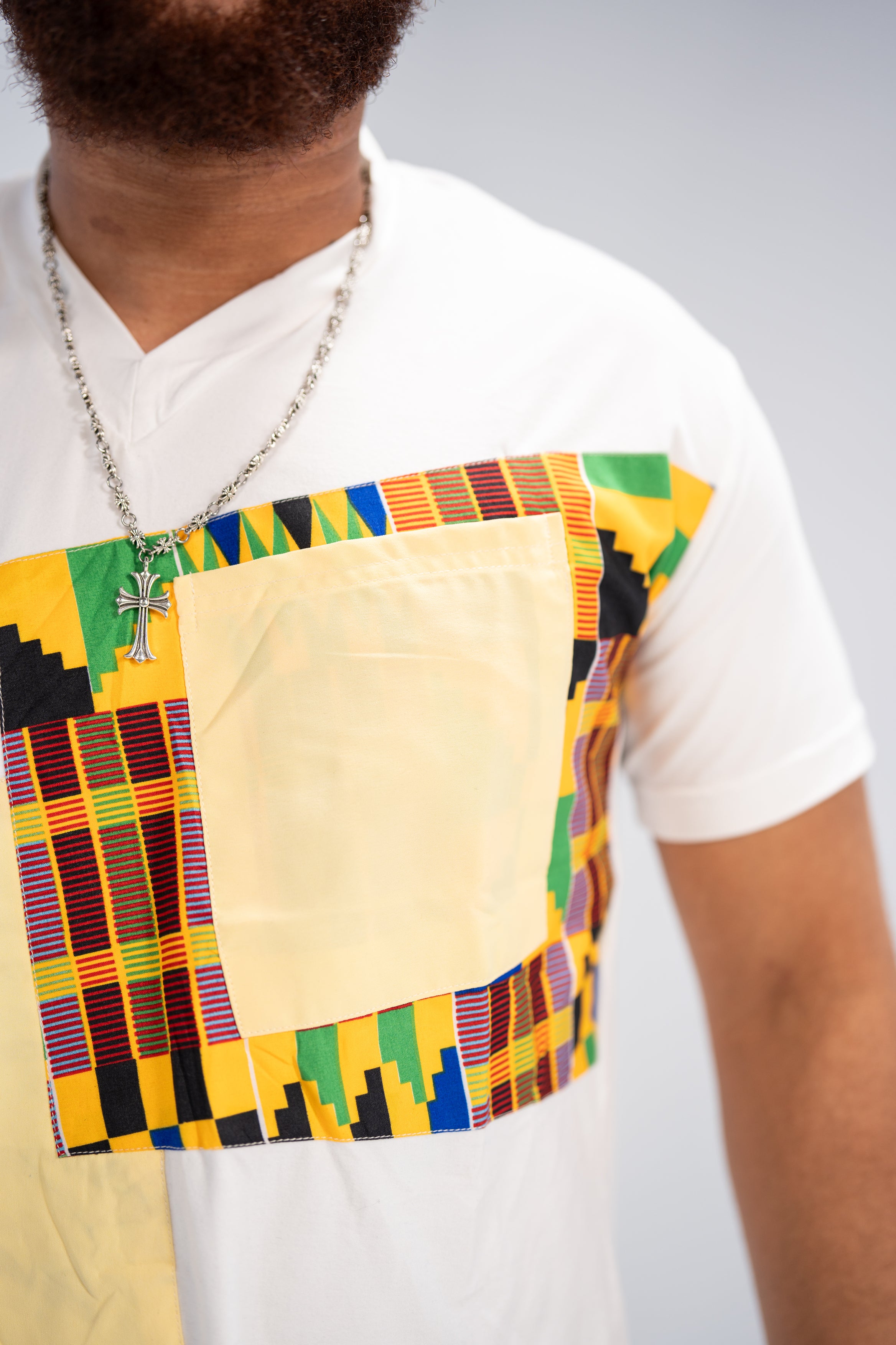 Amari Men's African Print T-Shirt (Kente on Cotton)