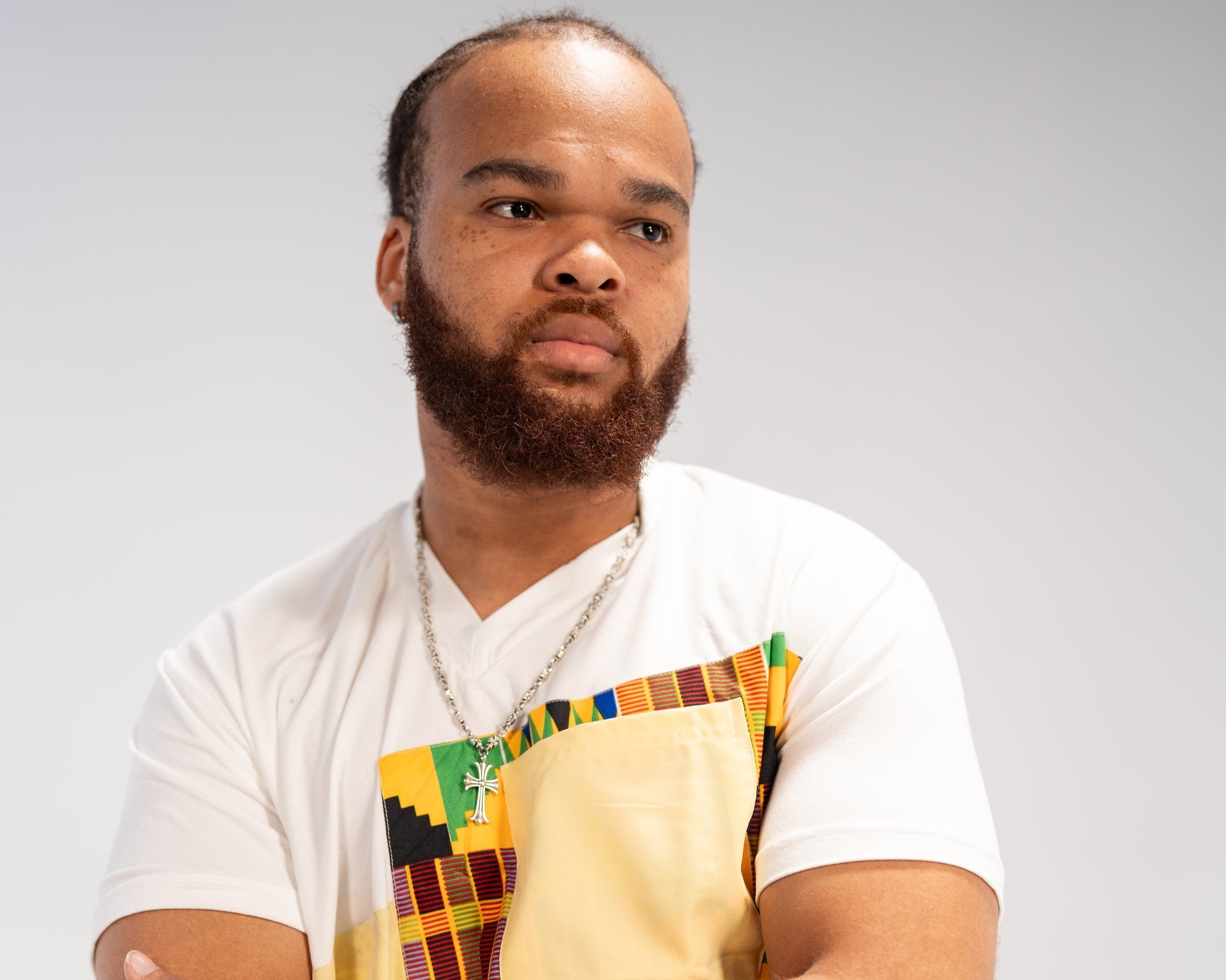 Amari Men's African Print T-Shirt (Kente on Cotton)