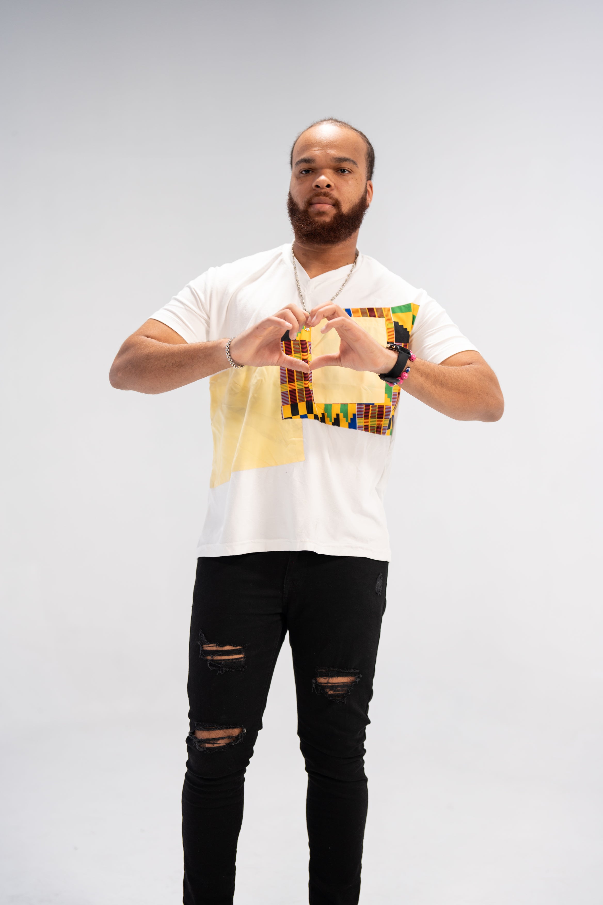 Amari Men's African Print T-Shirt (Kente on Cotton)