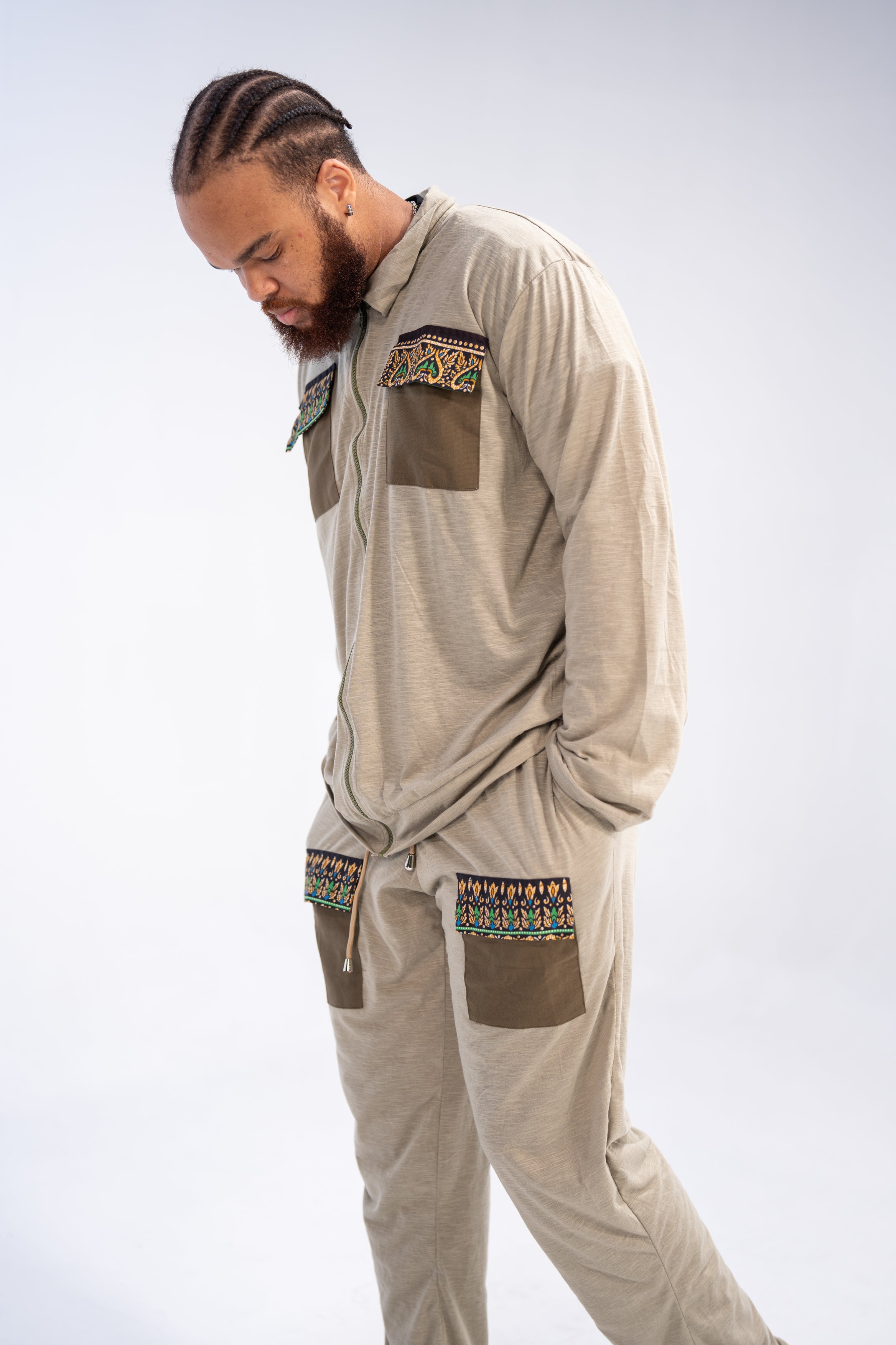 Jabari Men's African Print Top and Pant ( Print on Cotton)