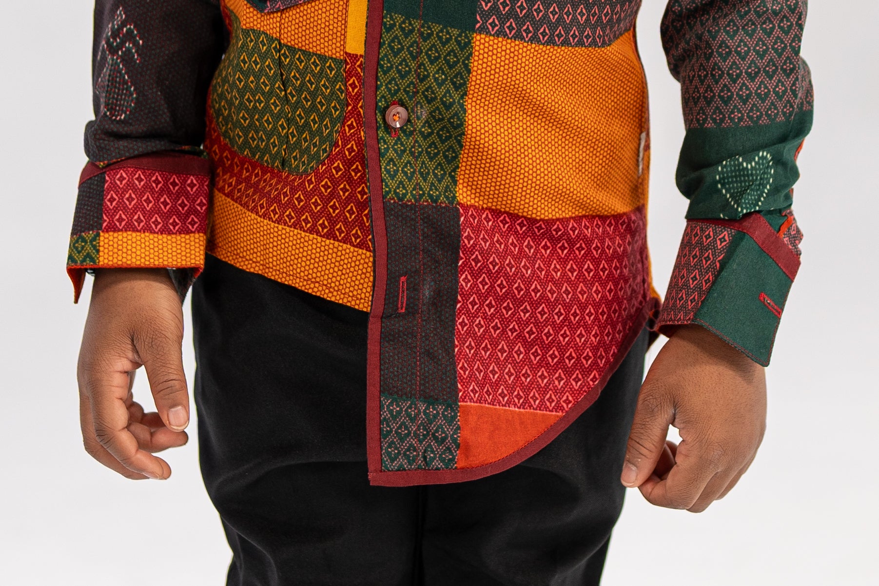 Ladi Heritage Boy's African Print Shirt (Earthy Geometric)