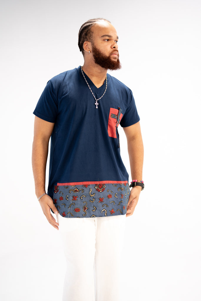 Kizito Men's African Print T-Shirt (Print on Cotton)