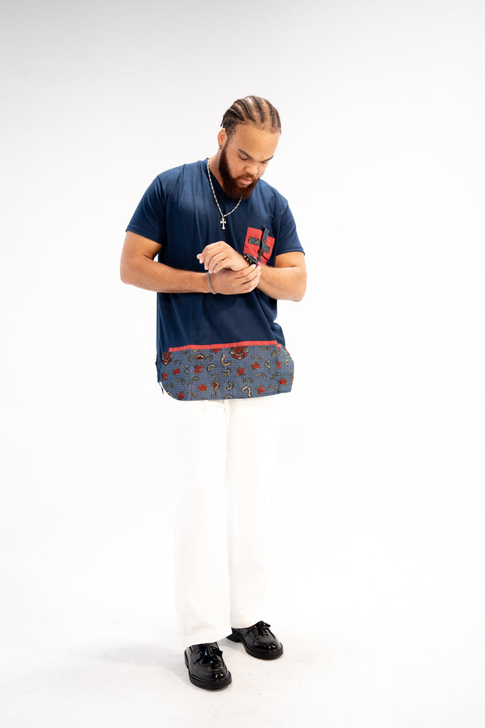 Kizito Men's African Print T-Shirt (Print on Cotton)