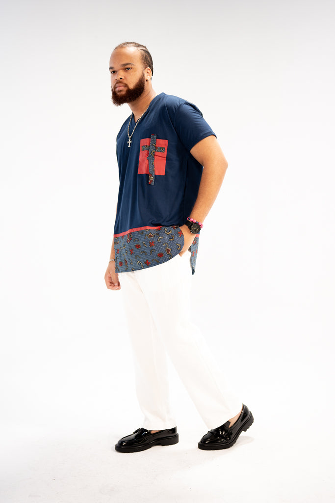 Kizito Men's African Print T-Shirt (Print on Cotton)