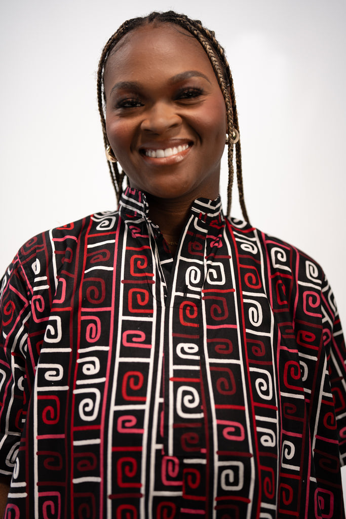 Ijeoma Women's African Print Maxi Dress (Abstract Geometric)