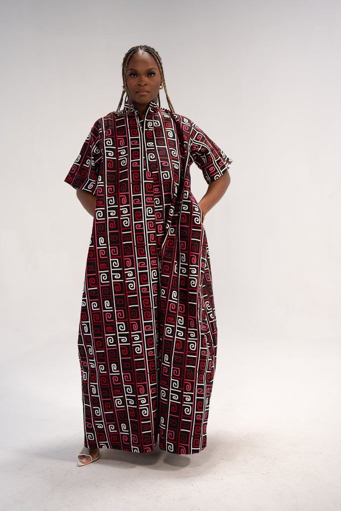 Ijeoma Women's African Print Maxi Dress (Abstract Geometric)