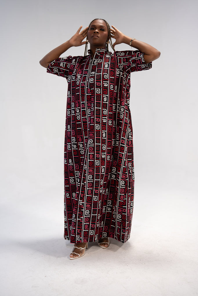 Ijeoma Women's African Print Maxi Dress (Abstract Geometric)
