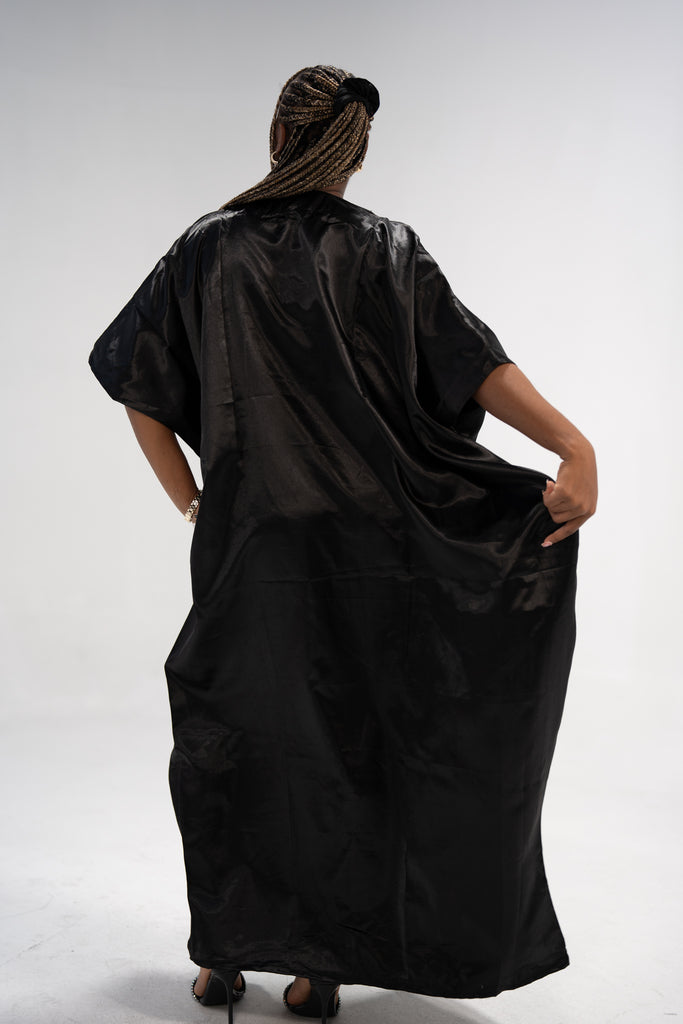 Hassana Women's African Print Maxi Dress (Black Gold Mudcloth)