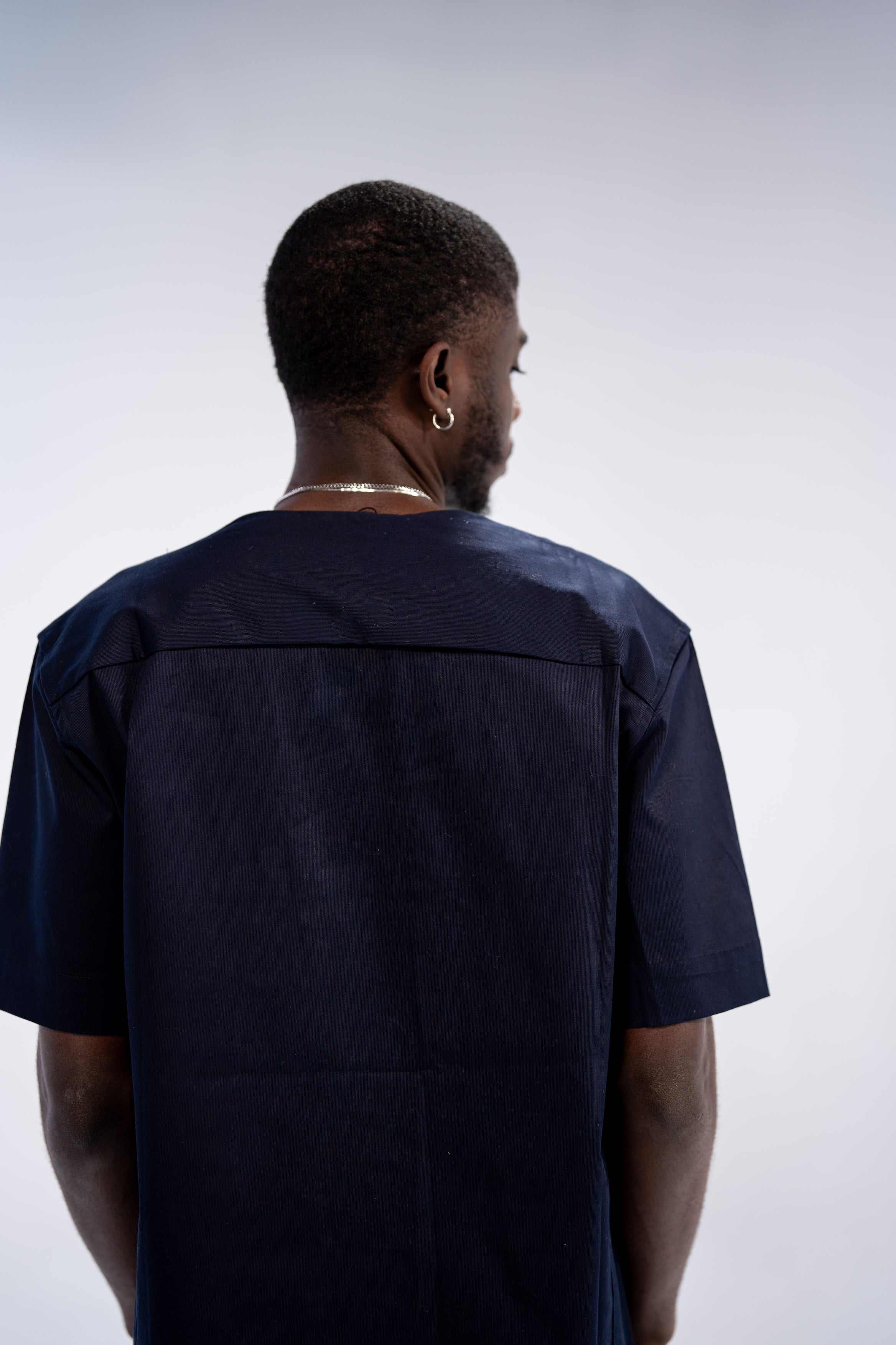 Olumide Men's African Embroidered Traditional Top (Navy)