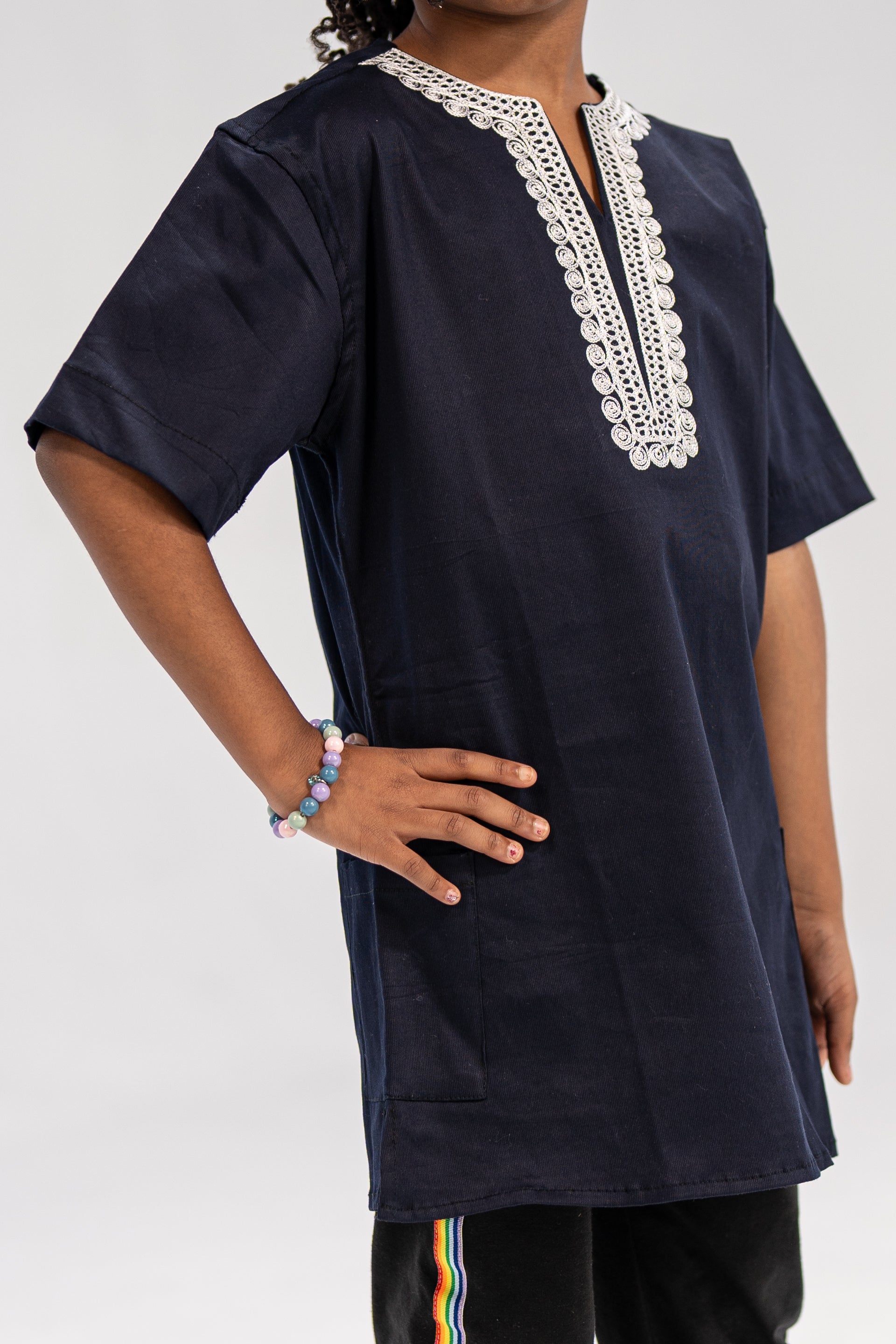 Yejide Girl's African Print Top (Embroidery on Cotton)