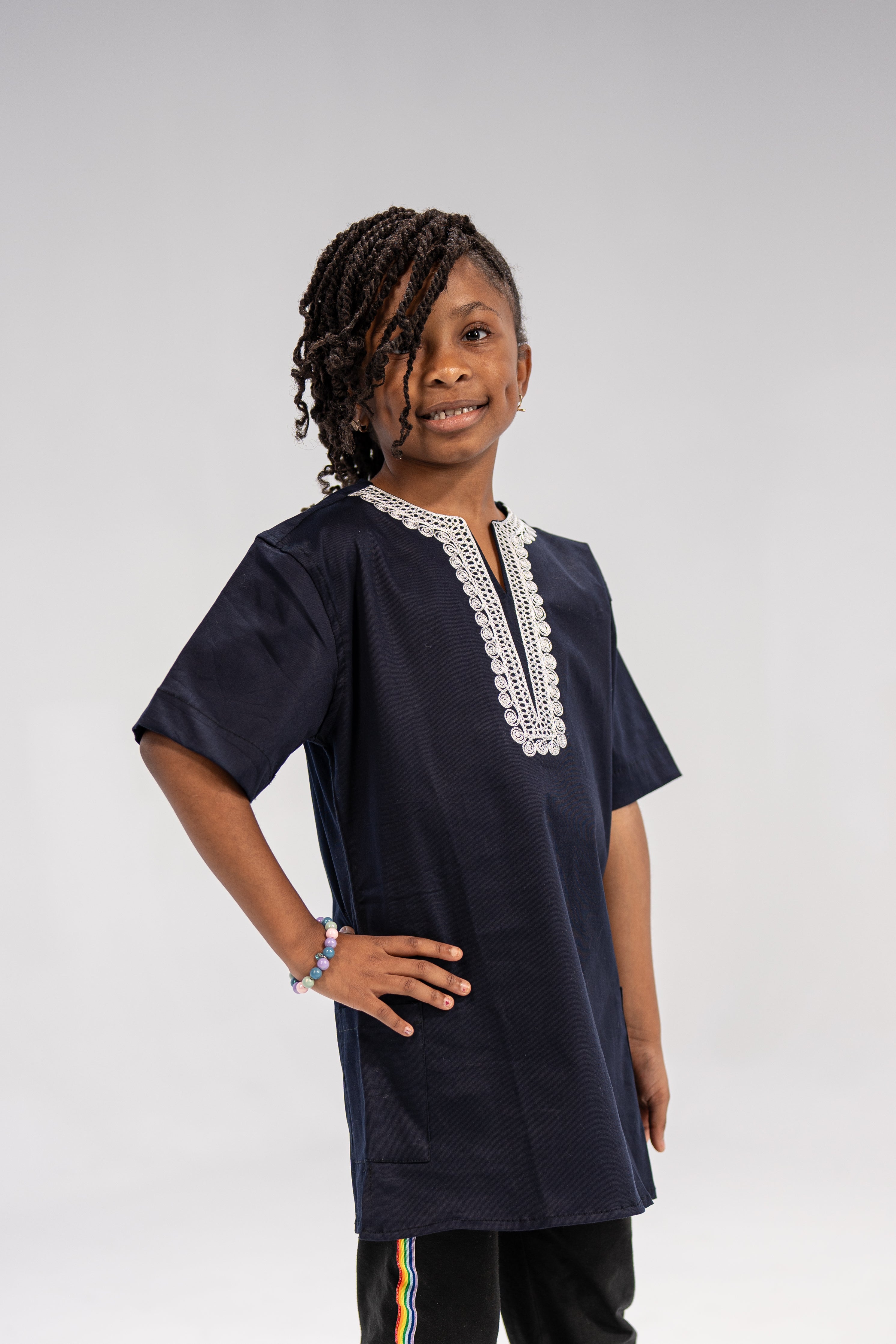 Yejide Girl's African Print Top (Embroidery on Cotton)