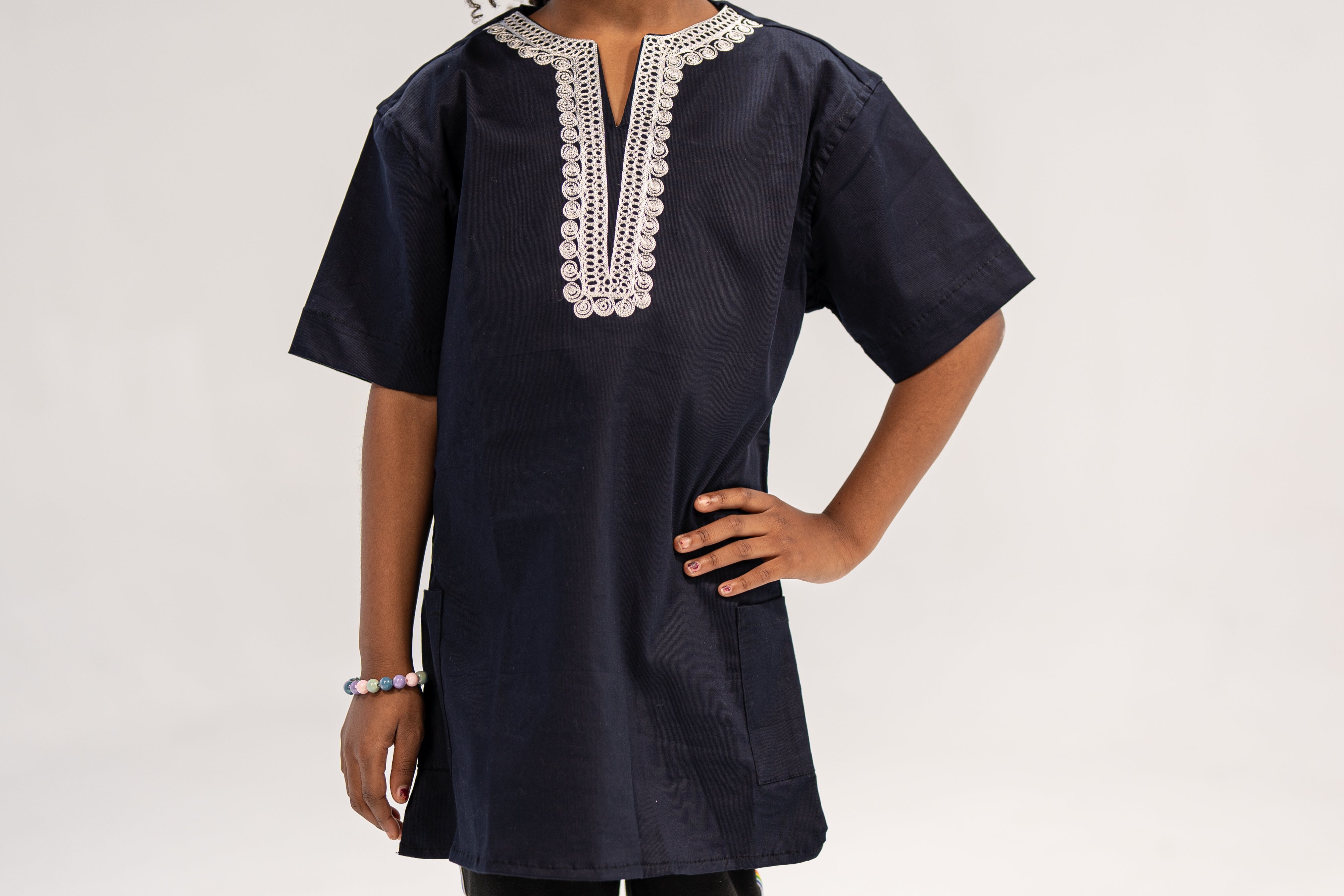 Yejide Girl's African Print Top (Embroidery on Cotton)