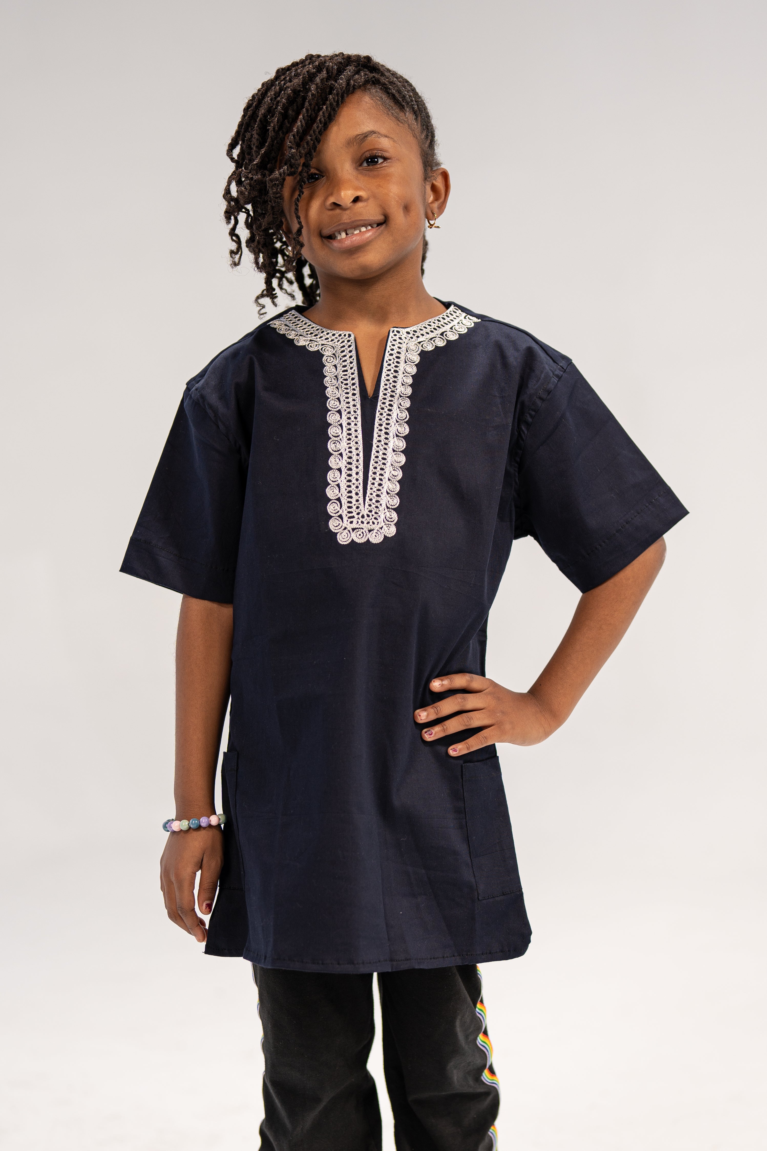 Yejide Girl's African Print Top (Embroidery on Cotton)