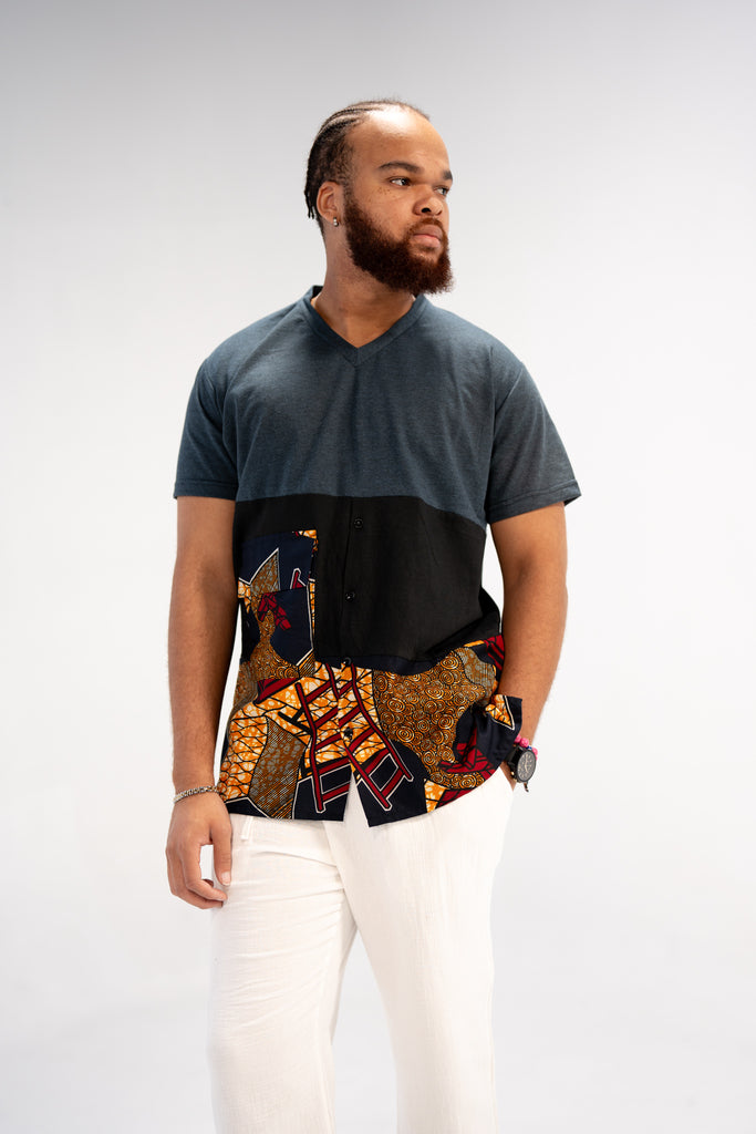Naade Men's African Print T-Shirt (Print on Cotton)
