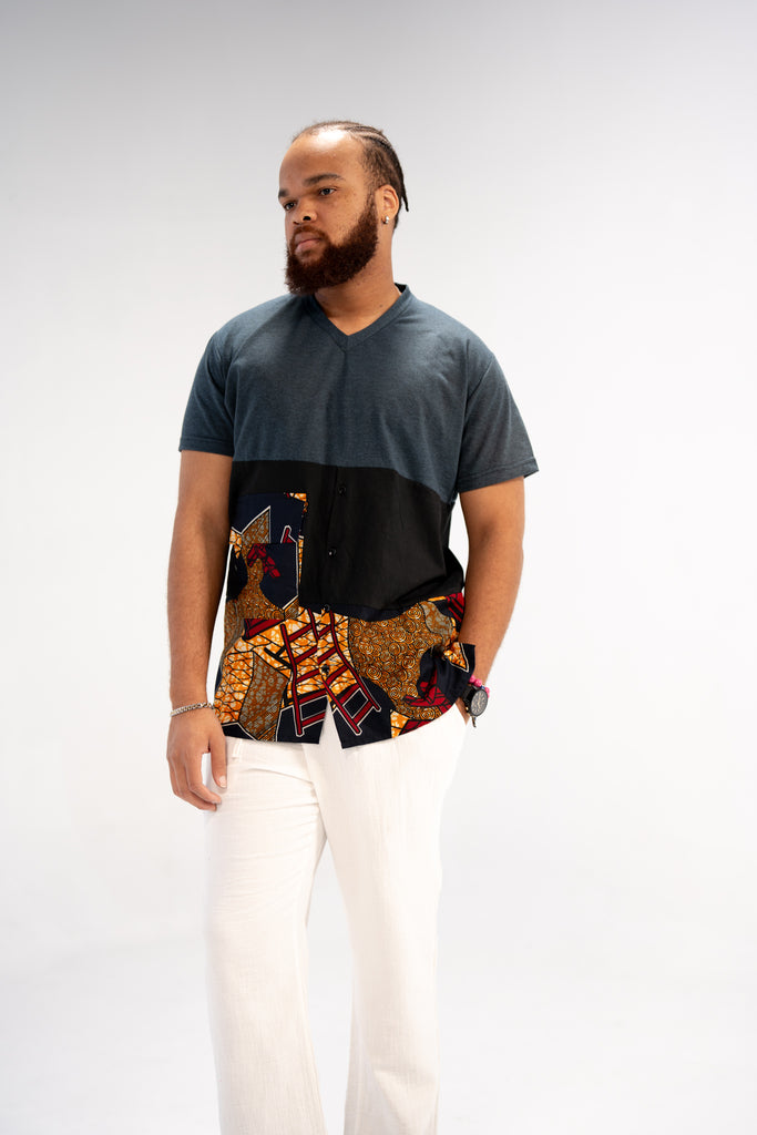 Naade Men's African Print T-Shirt (Print on Cotton)
