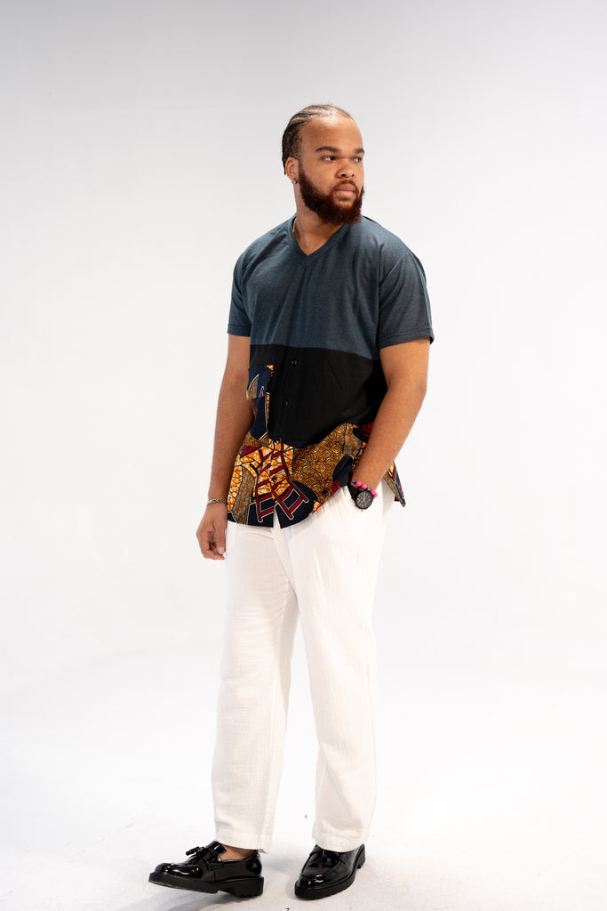 Naade Men's African Print T-Shirt (Print on Cotton)