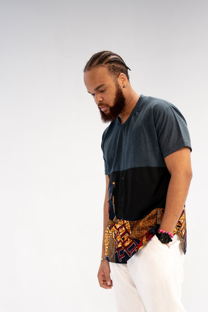 Naade Men's African Print T-Shirt (Print on Cotton)