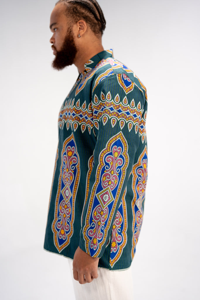 Bello Men's African Print Shirt (Geometric)