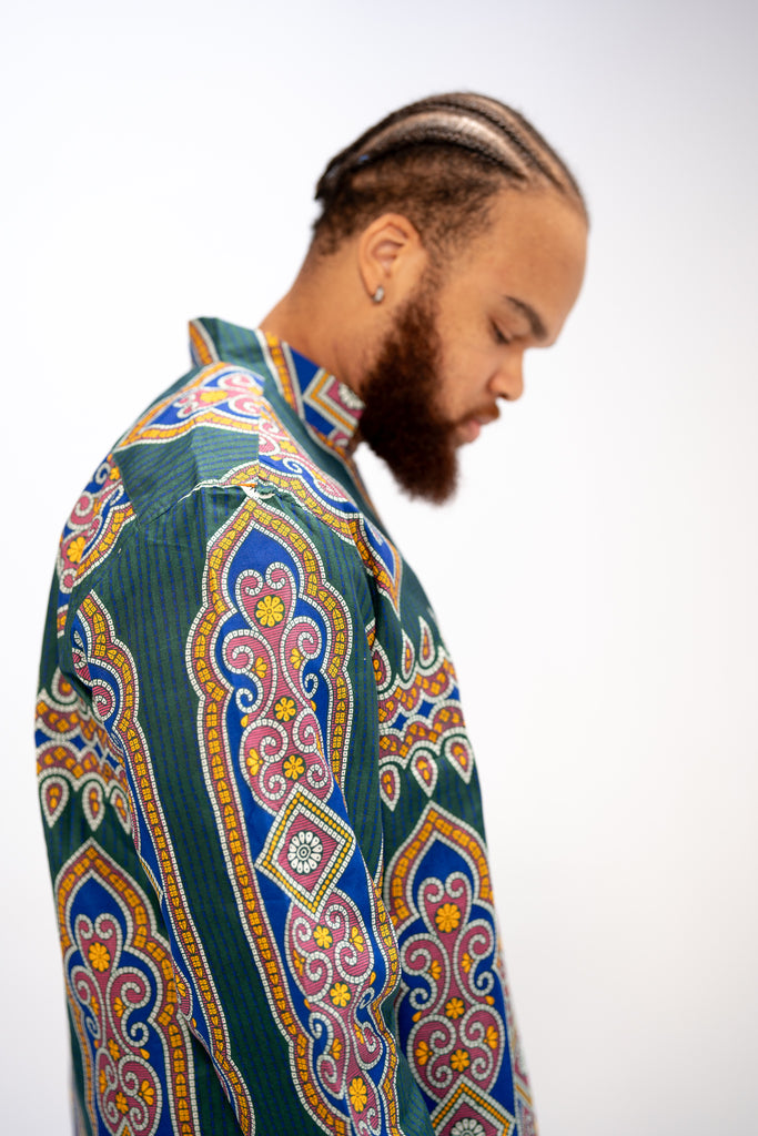 Bello Men's African Print Shirt (Geometric)