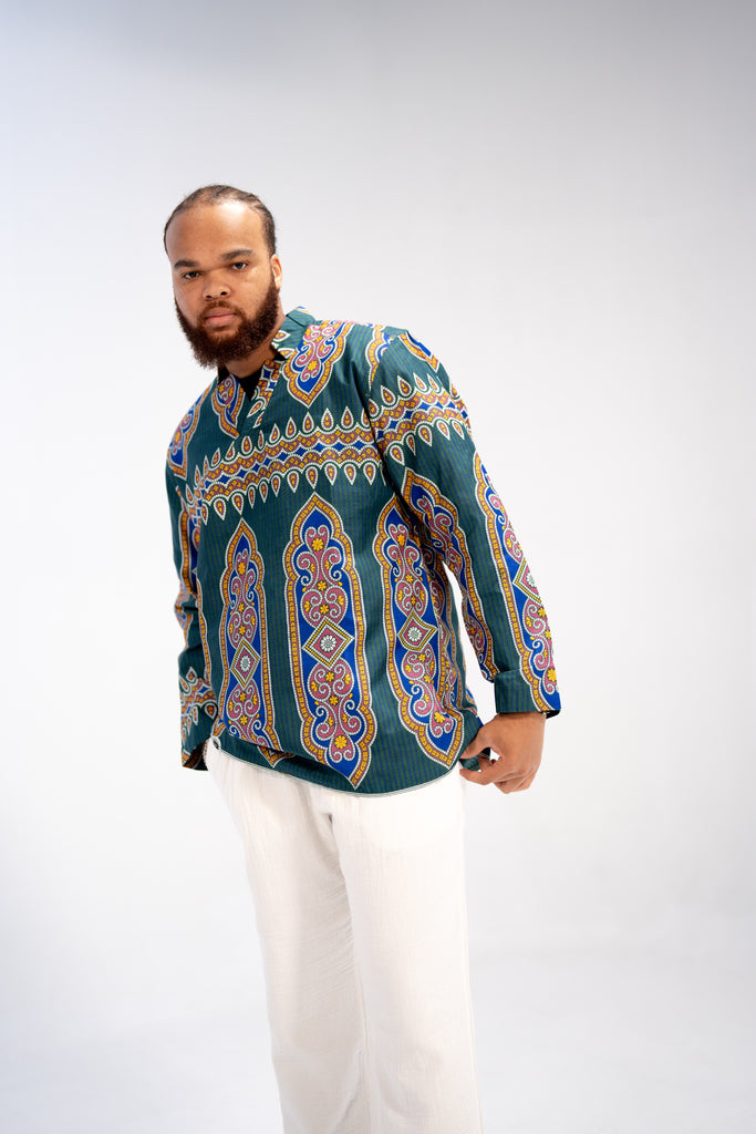 Bello Men's African Print Shirt (Geometric)