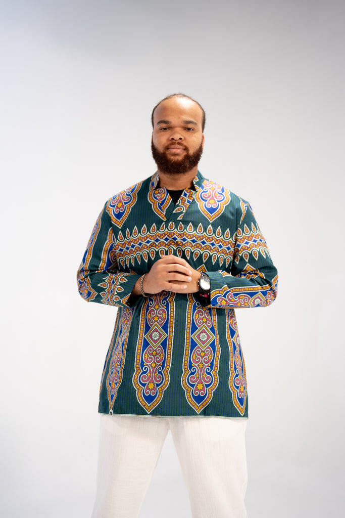 Bello Men's African Print Shirt (Geometric)