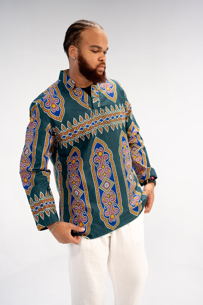 Bello Men's African Print Shirt (Geometric)