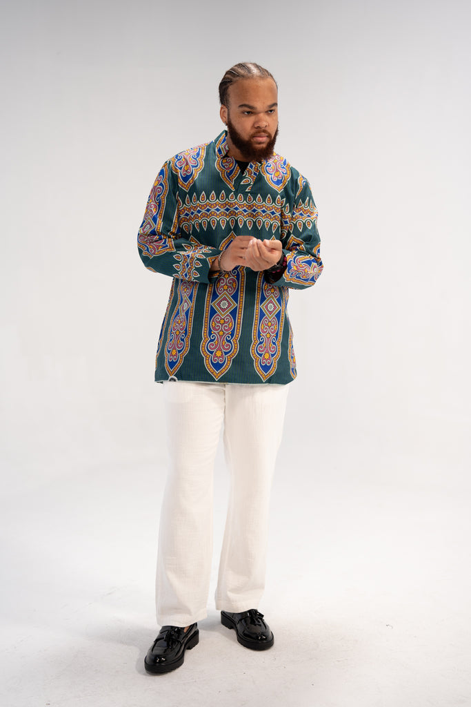 Bello Men's African Print Shirt (Geometric)