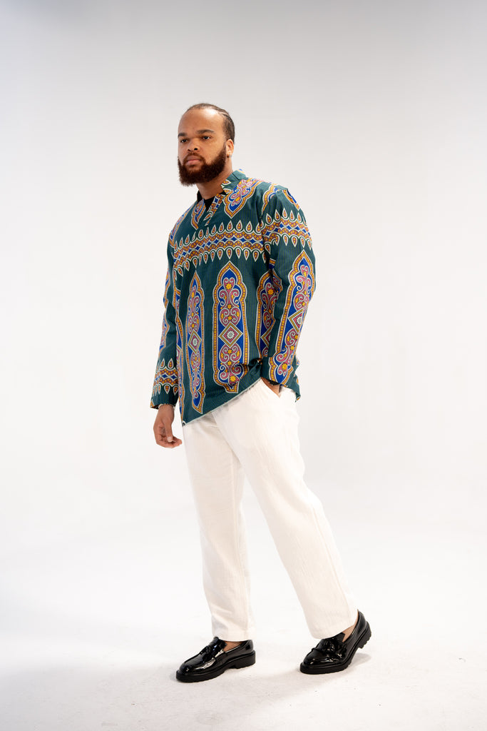 Bello Men's African Print Shirt (Geometric)