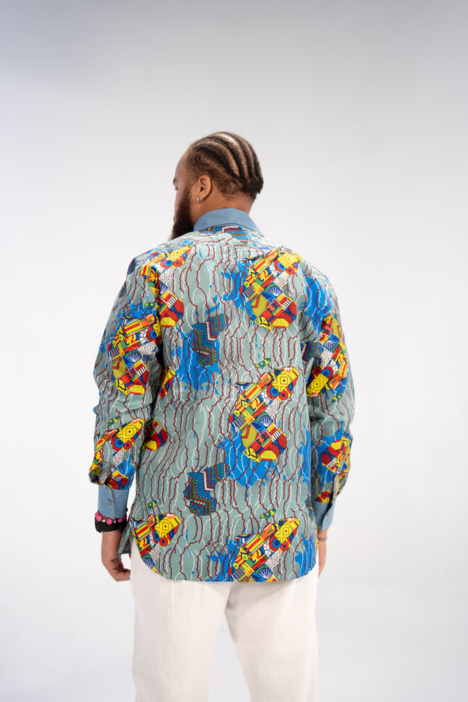 Addo Men's African Print Shirt (Geometric)