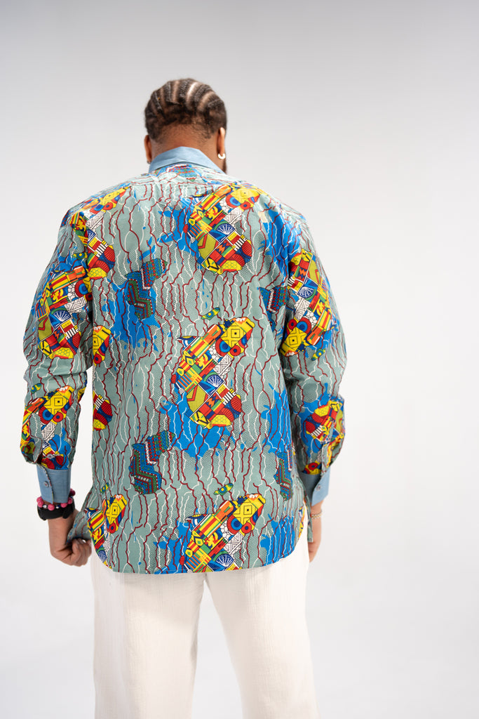 Addo Men's African Print Shirt (Geometric)