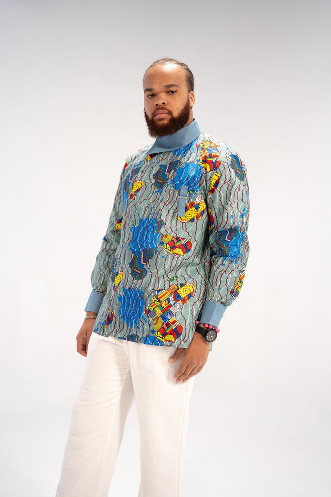 Addo Men's African Print Shirt (Geometric)