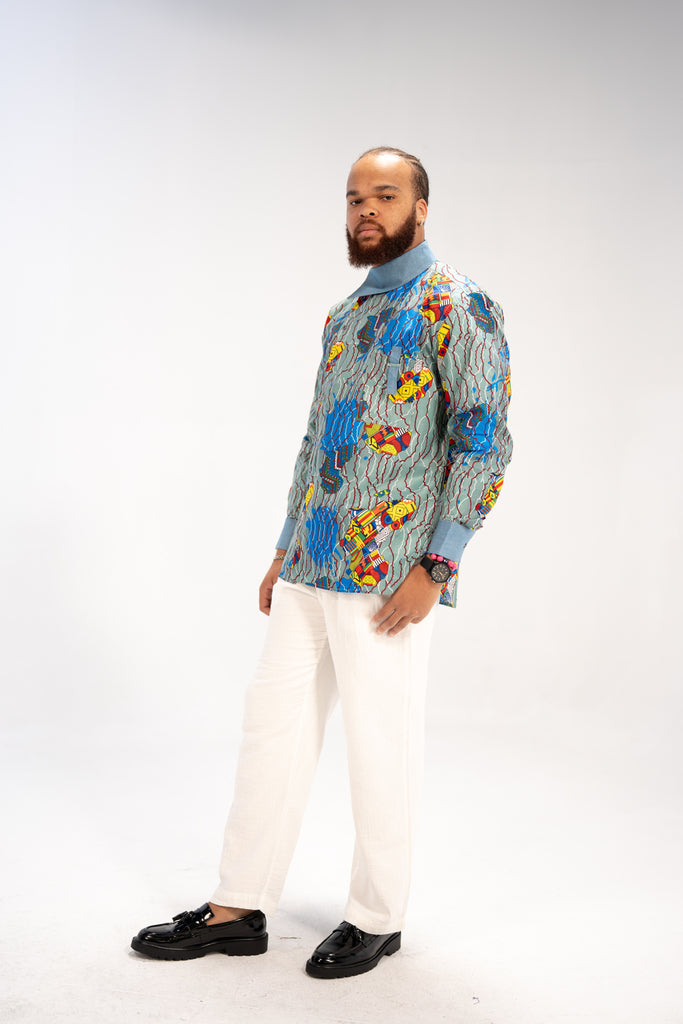 Addo Men's African Print Shirt (Geometric)