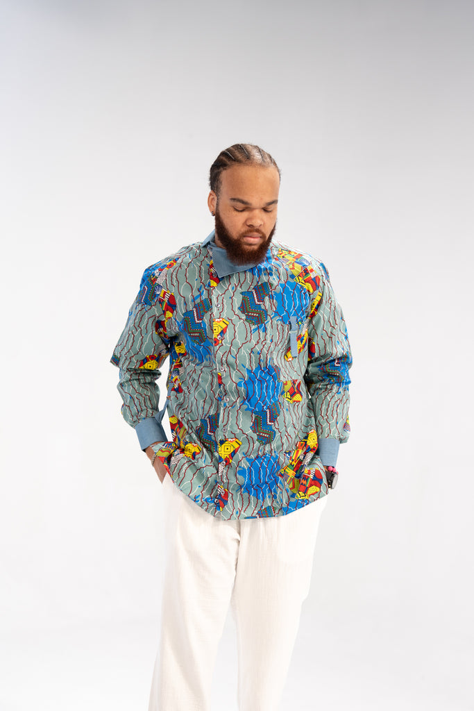 Addo Men's African Print Shirt (Geometric)