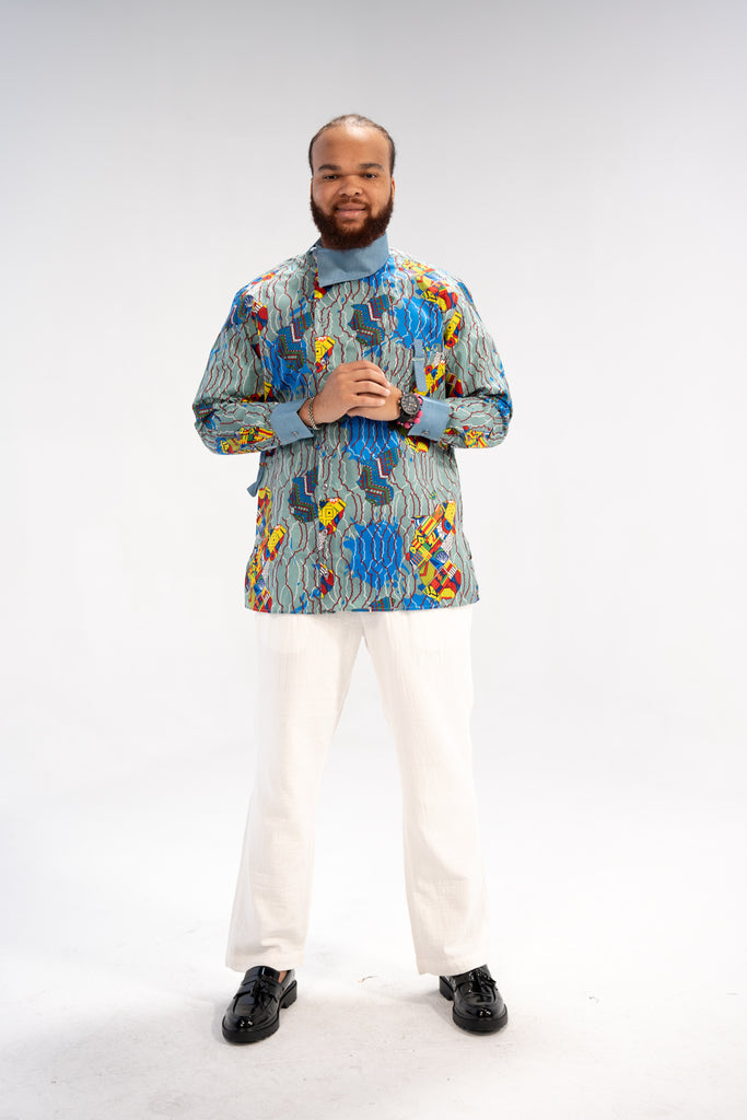 Addo Men's African Print Shirt (Geometric)