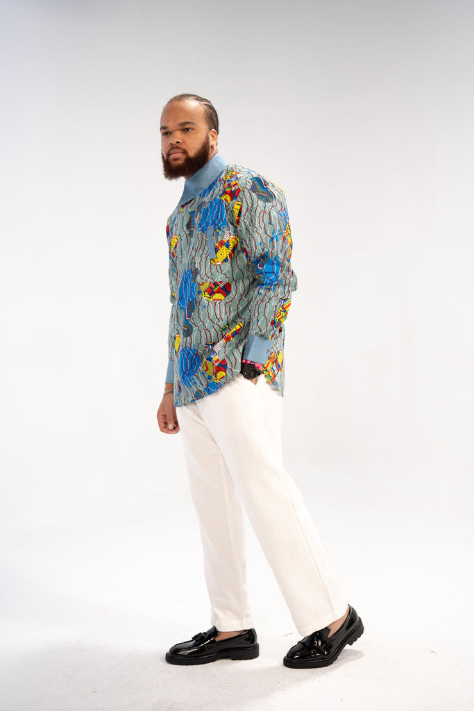 Addo Men's African Print Shirt (Geometric)