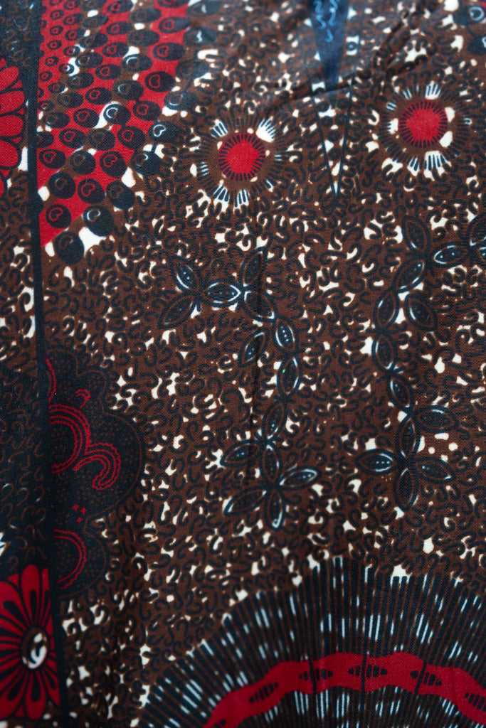 Mide Men’s African Print Shirt (Brown Red Multipattern)