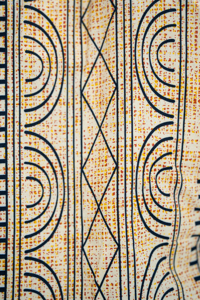 Kwame Men’s African Print Shirt (Golden Mudcloth Elegance)