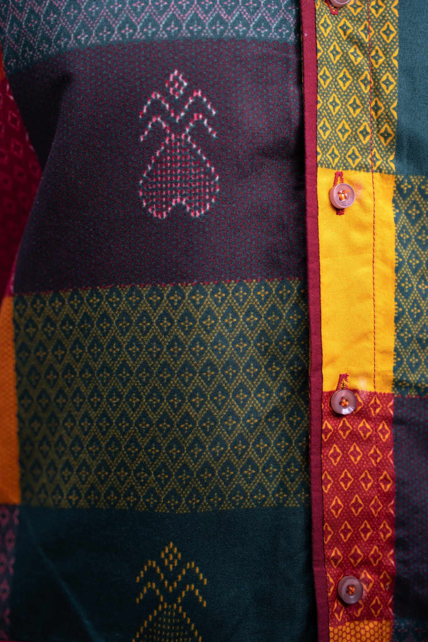 Adinkra Heritage Men's African Print Shirt (Earthy Geometric)