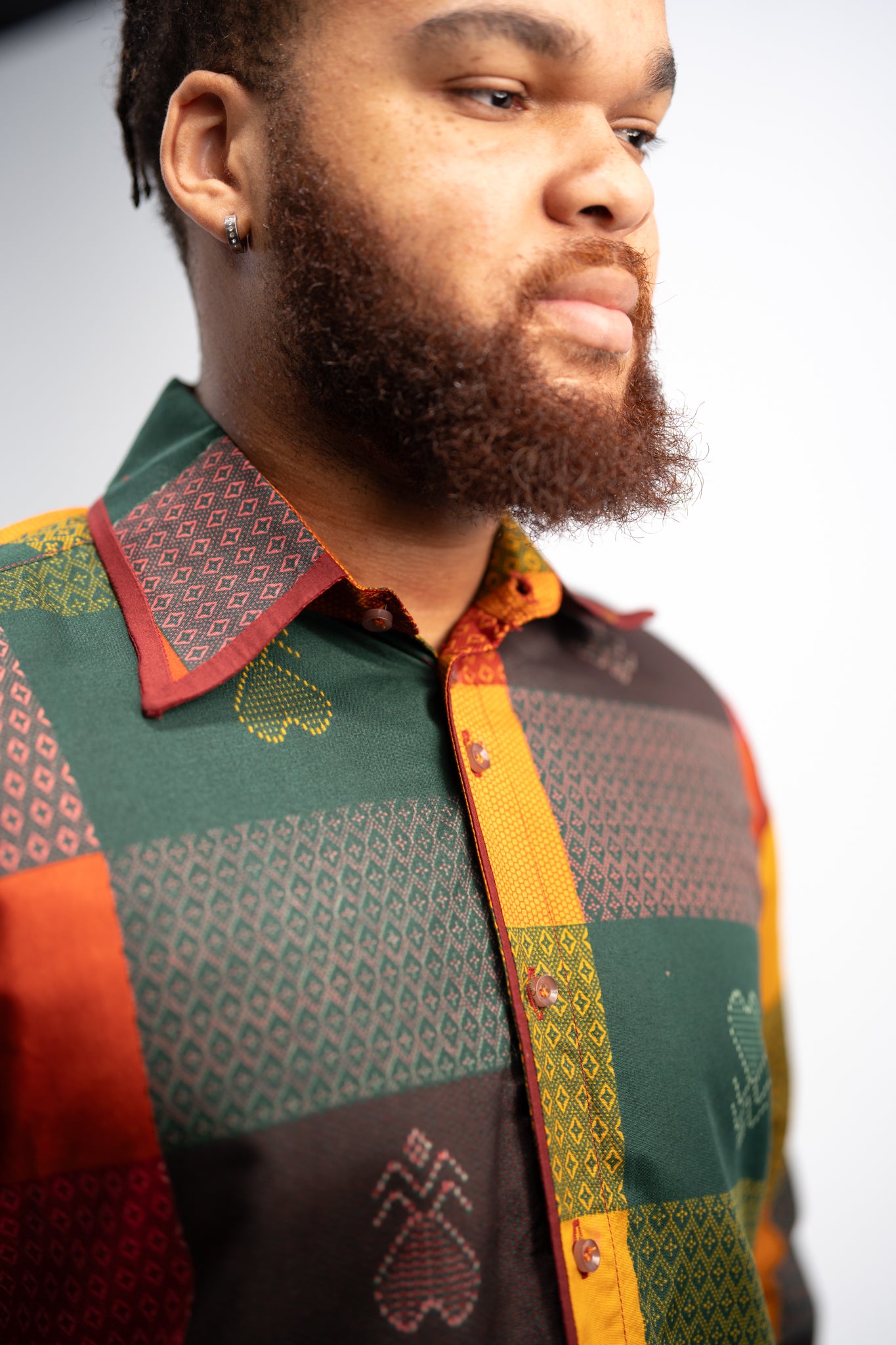 Adinkra African Print Shirt and Shorts combo (Earthy Geometric)-Family Collection