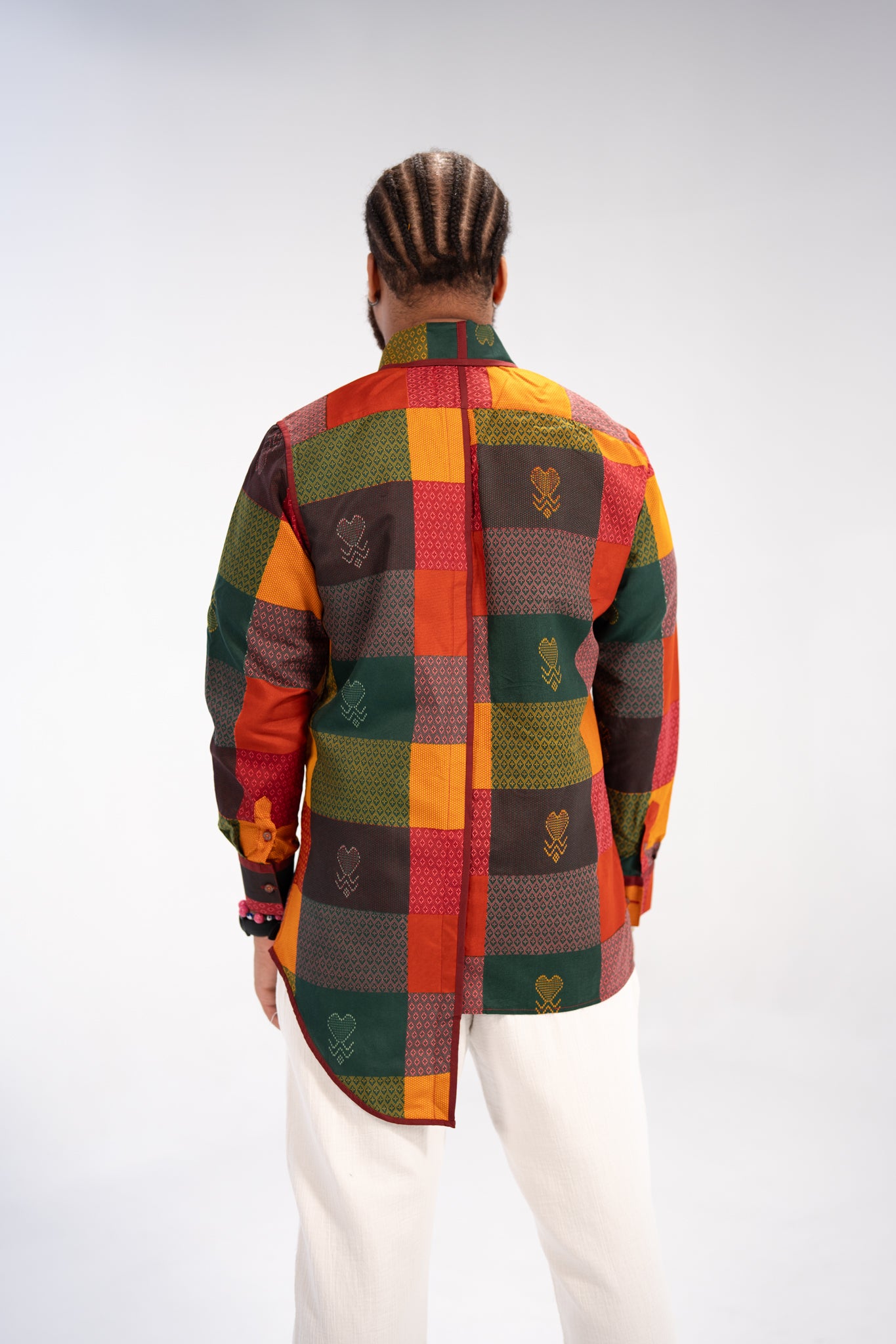 Adinkra Heritage Men's African Print Shirt (Earthy Geometric)