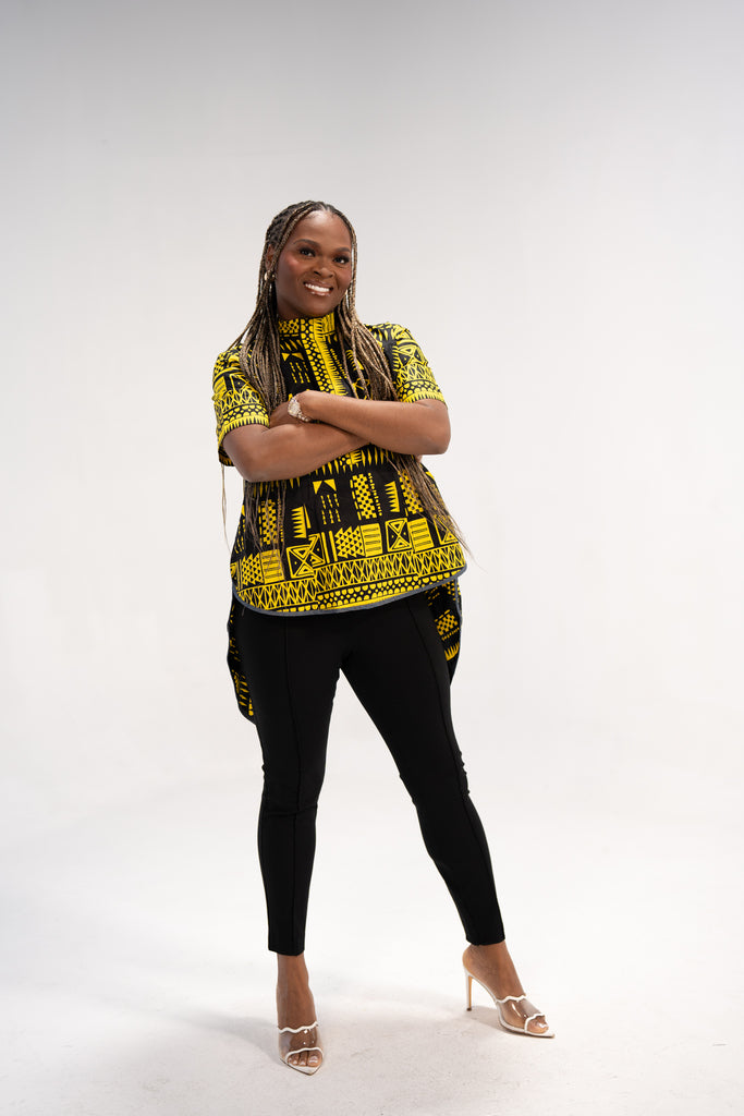 Adaoma Women's African Print Shirt (Abstract Geometric)